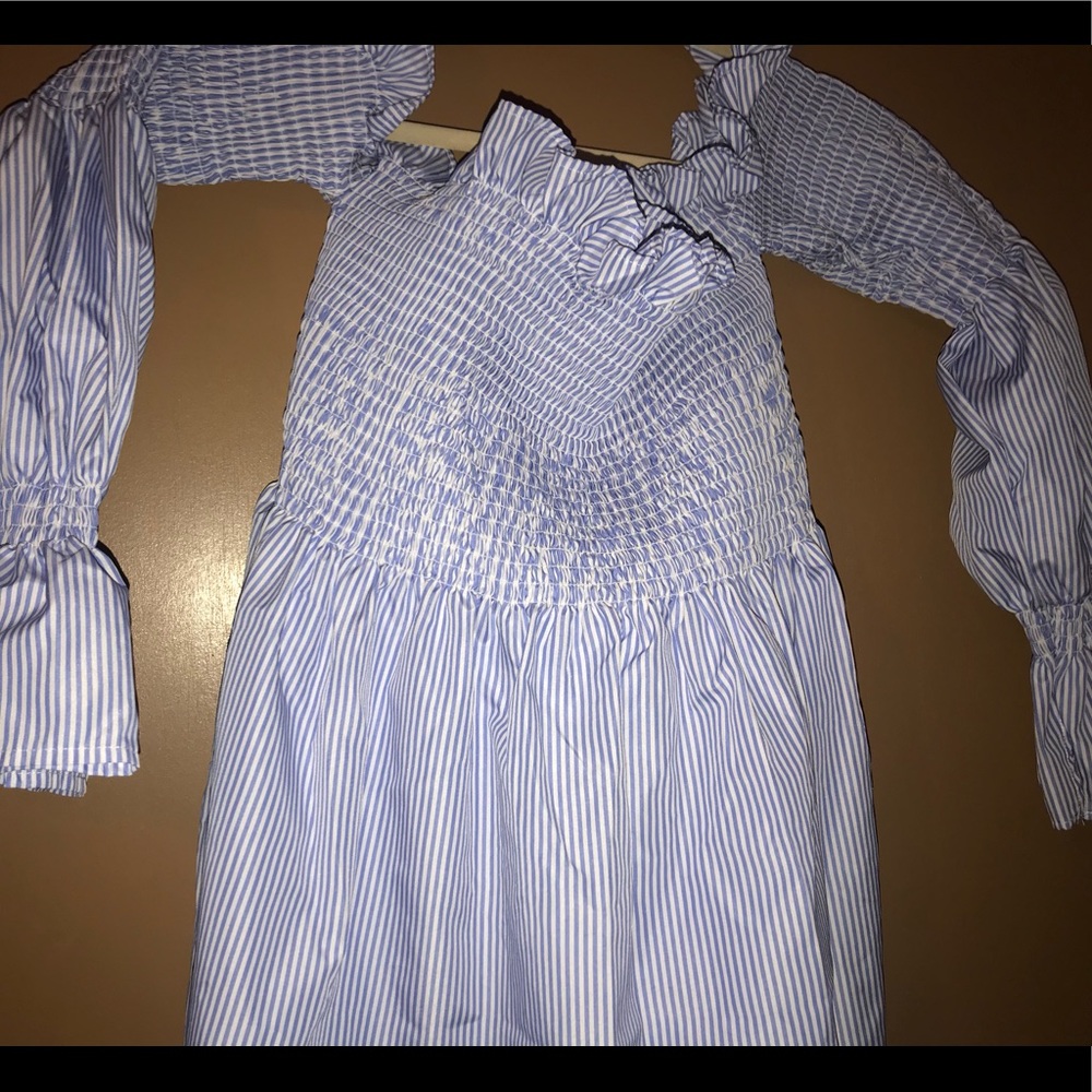 Off The Shoulder Ruffle Striped Blouse